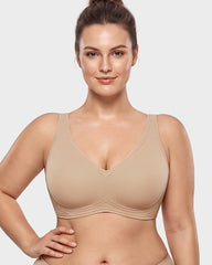 Full-Coverage Wireless V-Neck Support Bra