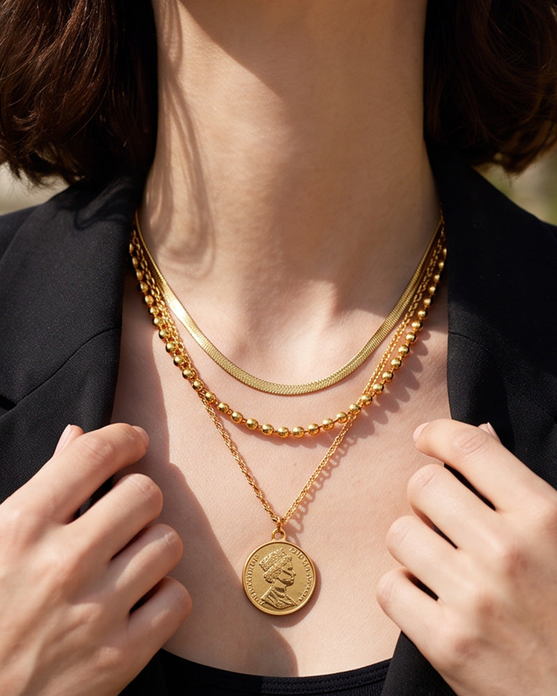 Gold-Plated Layered Pendant Necklace