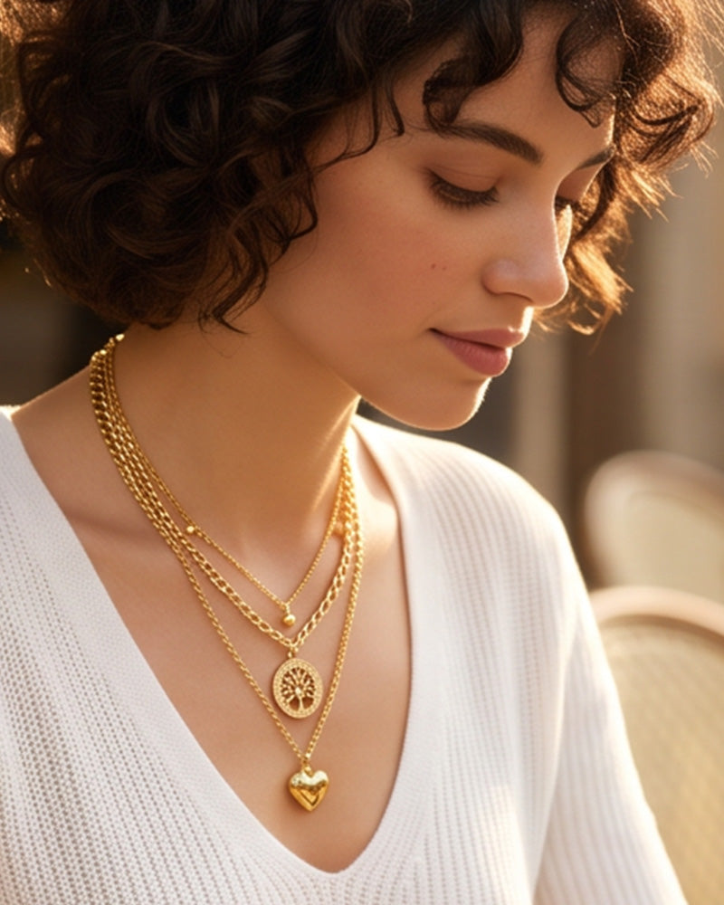 Gold-Plated Layered Pendant Necklace
