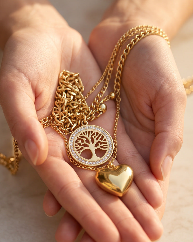 Gold-Plated Layered Pendant Necklace