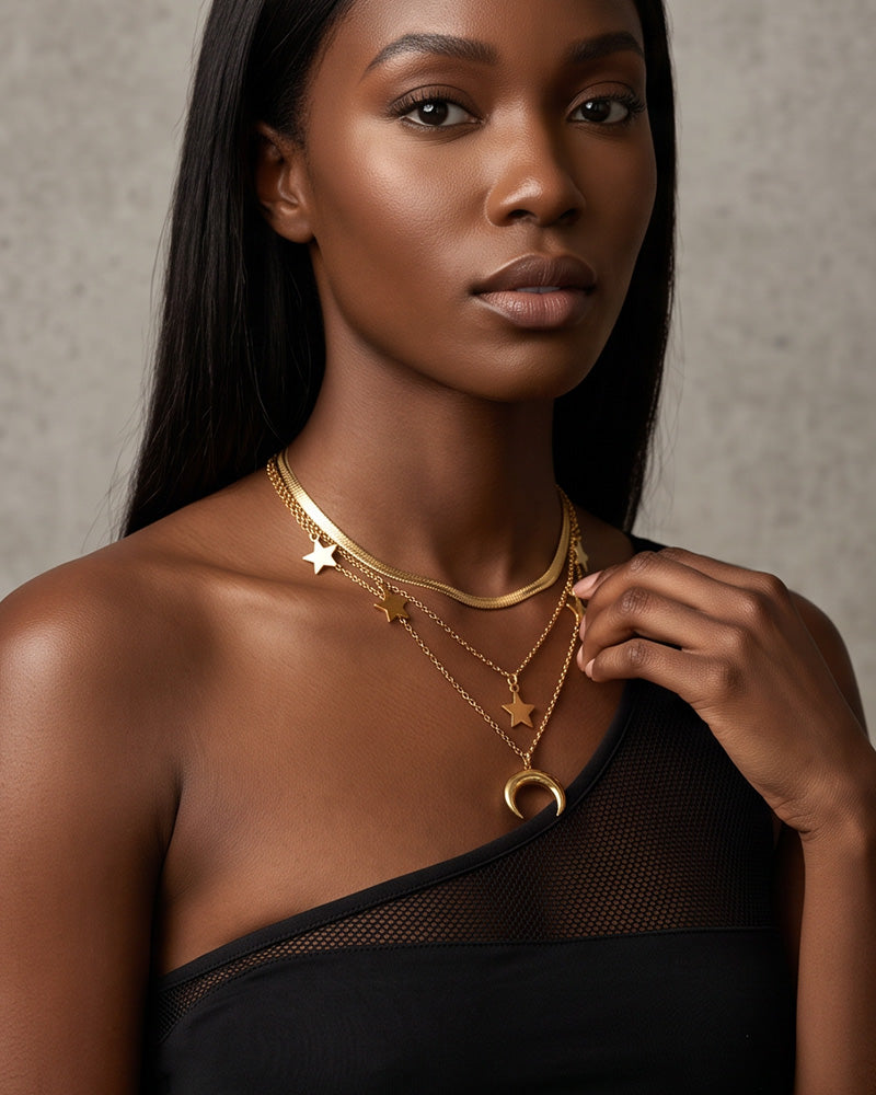 Gold-Plated Layered Pendant Necklace