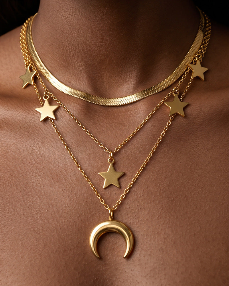 Gold-Plated Layered Pendant Necklace