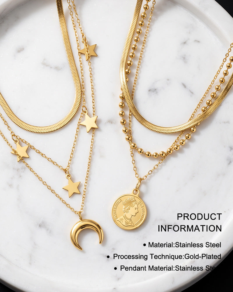 Gold-Plated Layered Pendant Necklace