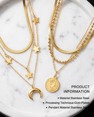 Gold-Plated Layered Pendant Necklace