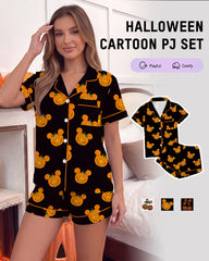 Halloween Cartoon 2-Piece Short-Sleeve Pajama Set