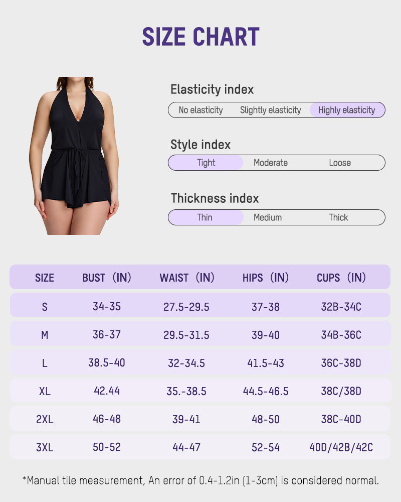 Halter V-Neck Tummy Control Swim Romper Set