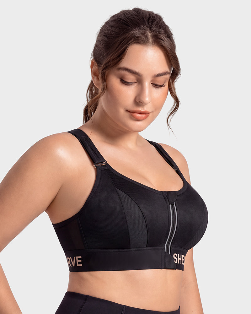 High-Impact Adjustable Zip-Front Sports Bra