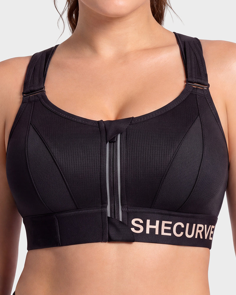 High-Impact Adjustable Zip-Front Sports Bra