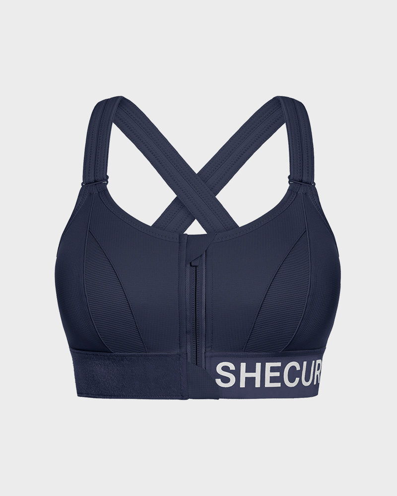 High-Impact Adjustable Zip-Front Sports Bra