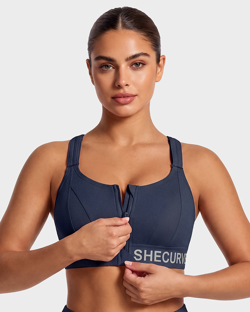 High-Impact Adjustable Zip-Front Sports Bra