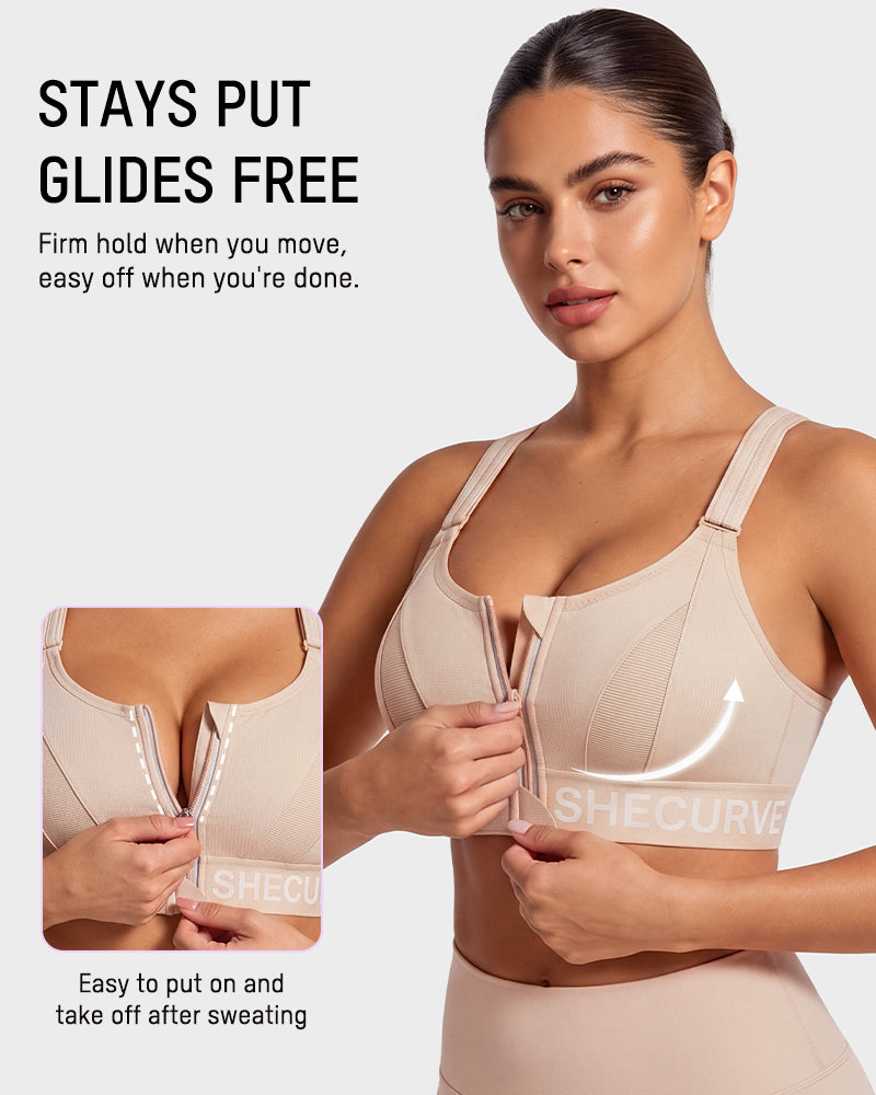 High-Impact Adjustable Zip-Front Sports Bra