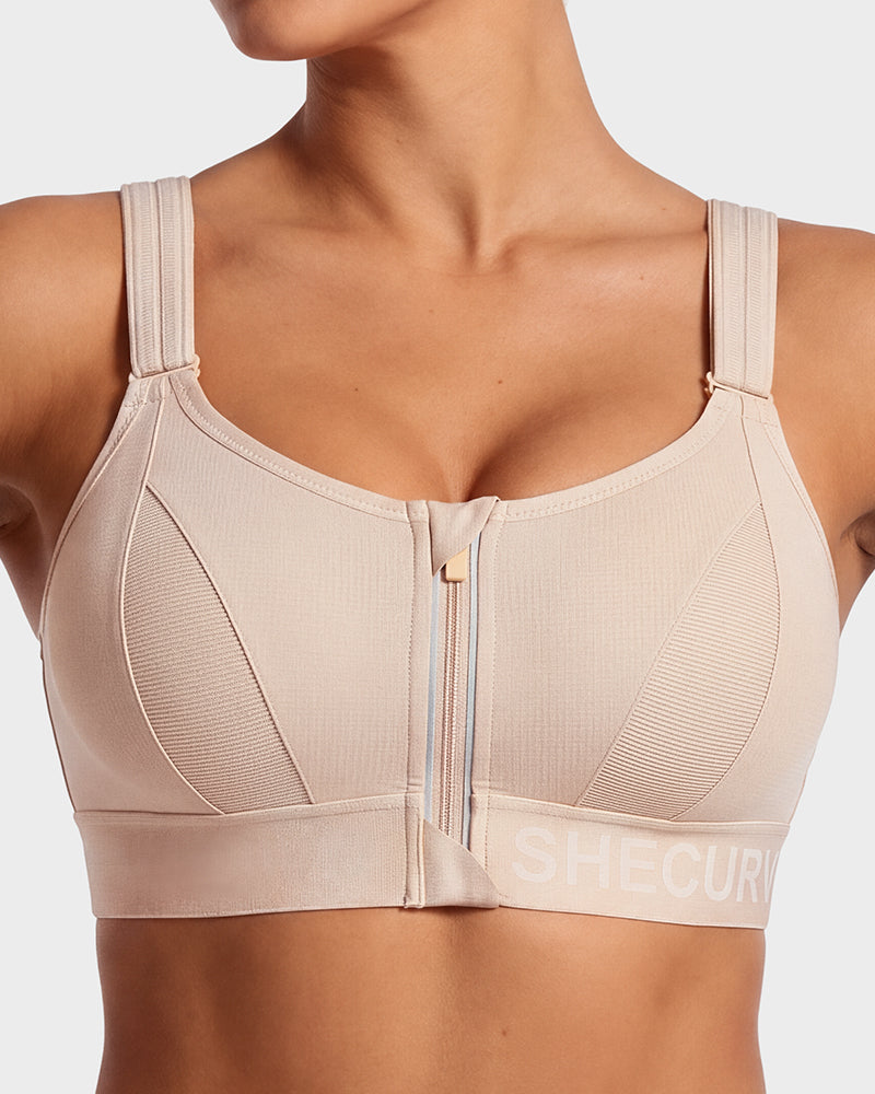 High-Impact Adjustable Zip-Front Sports Bra