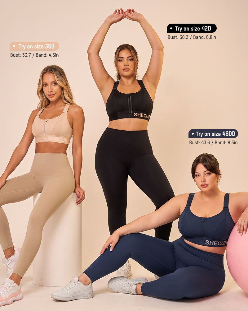High-Impact Adjustable Zip-Front Sports Bra