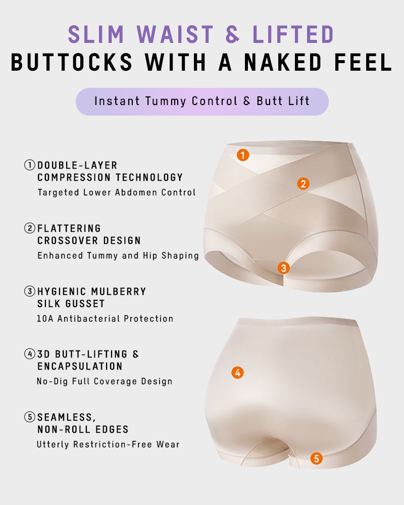 High-Waist Cross Compression Shaping Panties （6 Pack）