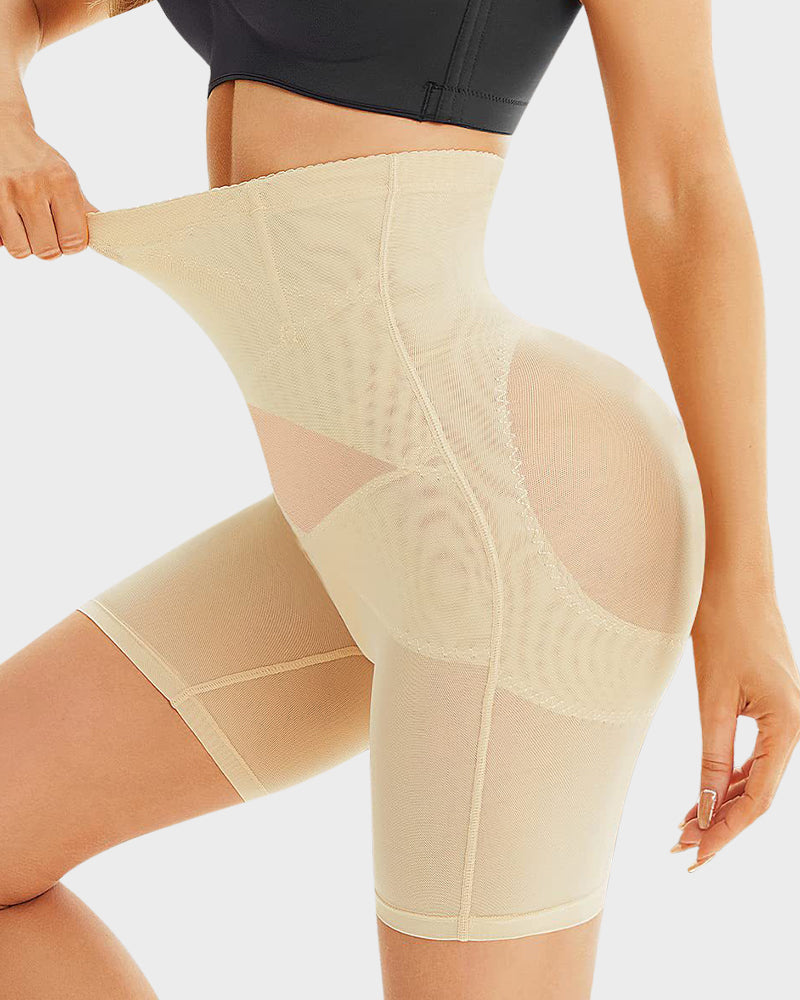 High-Waist Mesh Tummy Control Shapewear Shorts