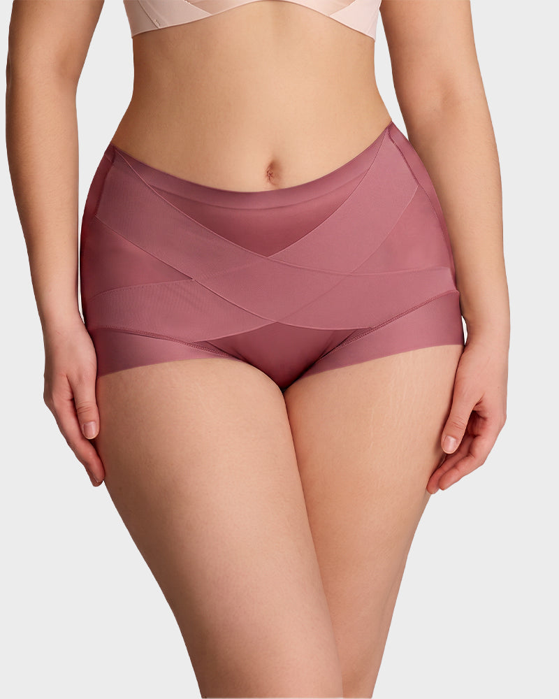 High-Waist Cross Compression Shaping Panties （6 Pack）