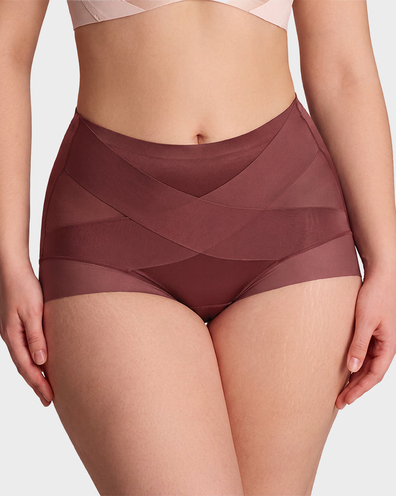High-Waist Cross Compression Shaping Panties （6 Pack）