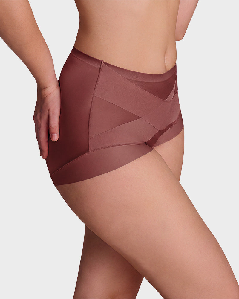 High-Waist Cross Compression Shaping Panties （6 Pack）