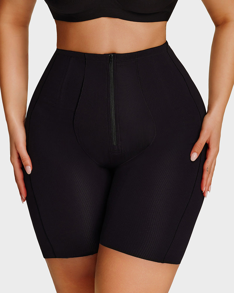 High-Waist Zip-Up Shaping Shorts