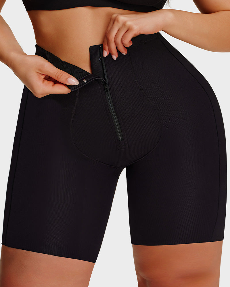 High-Waist Zip-Up Shaping Shorts