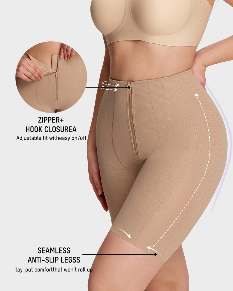 High-Waist Zip-Up Shaping Shorts