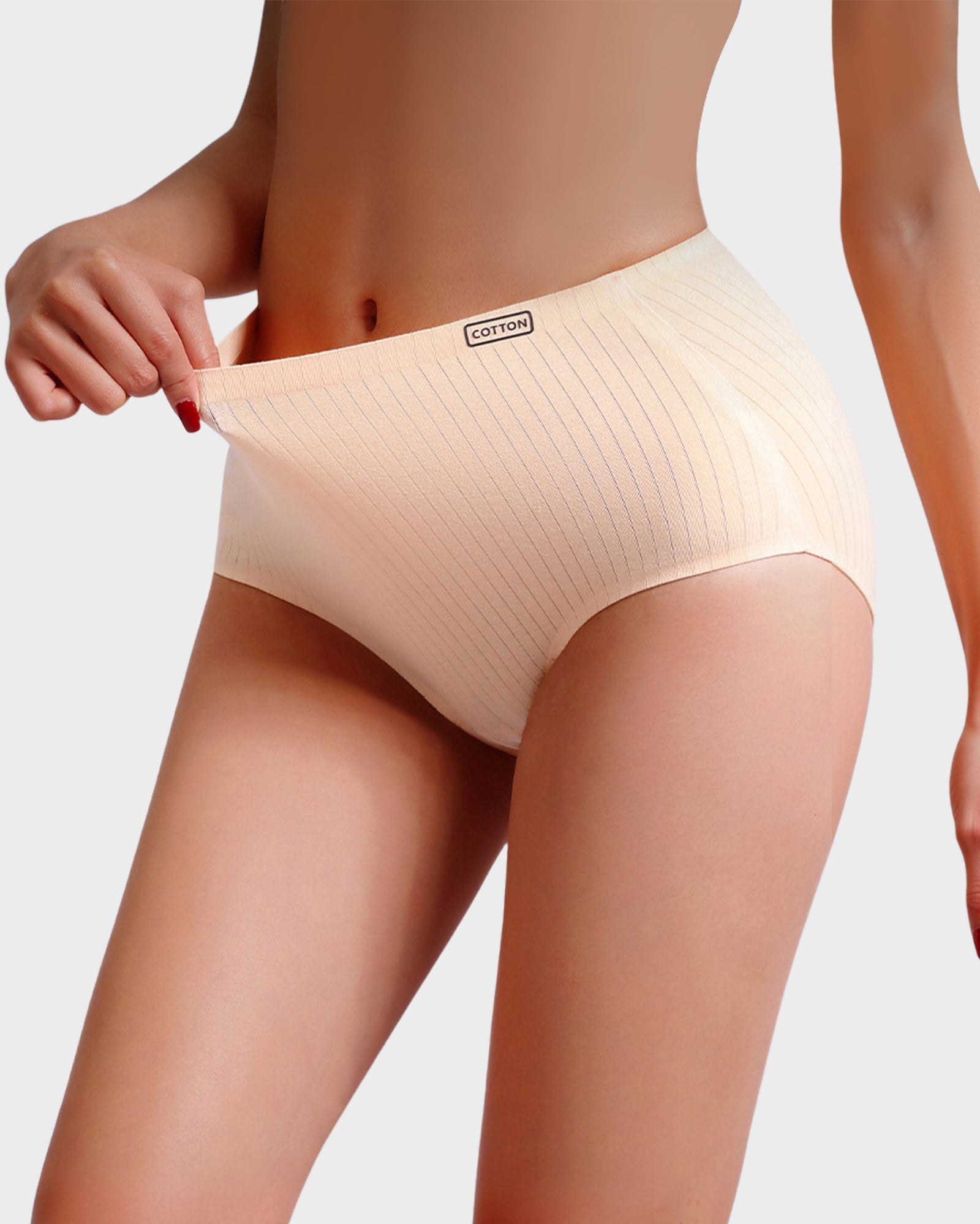 High-Waisted Cotton Seamless Lifting Briefs(4 Pack)