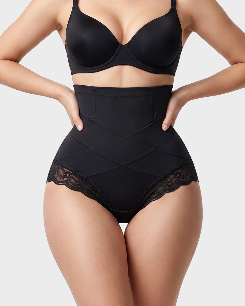 High-Waisted Crisscross Tummy-Control Butt-Lift Briefs(3 Pack)