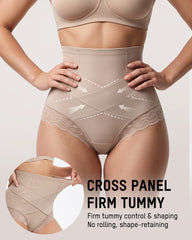High-Waisted Crisscross Tummy-Control Butt-Lift Briefs(3 Pack)