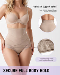 High-Waisted Crisscross Tummy-Control Butt-Lift Briefs(3 Pack)
