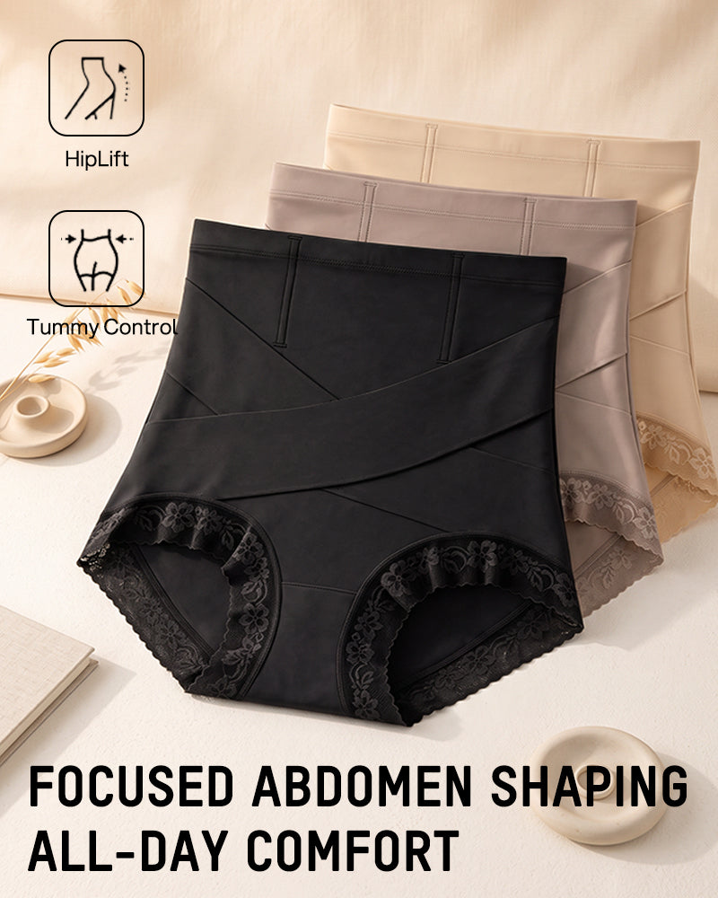 High-Waisted Crisscross Tummy-Control Butt-Lift Briefs(3 Pack)