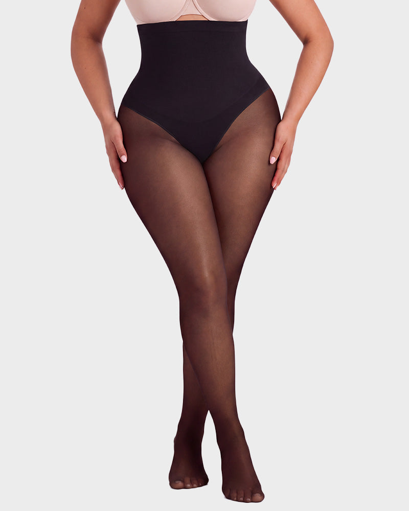 High-Waisted Floral Lace Shaping Tights