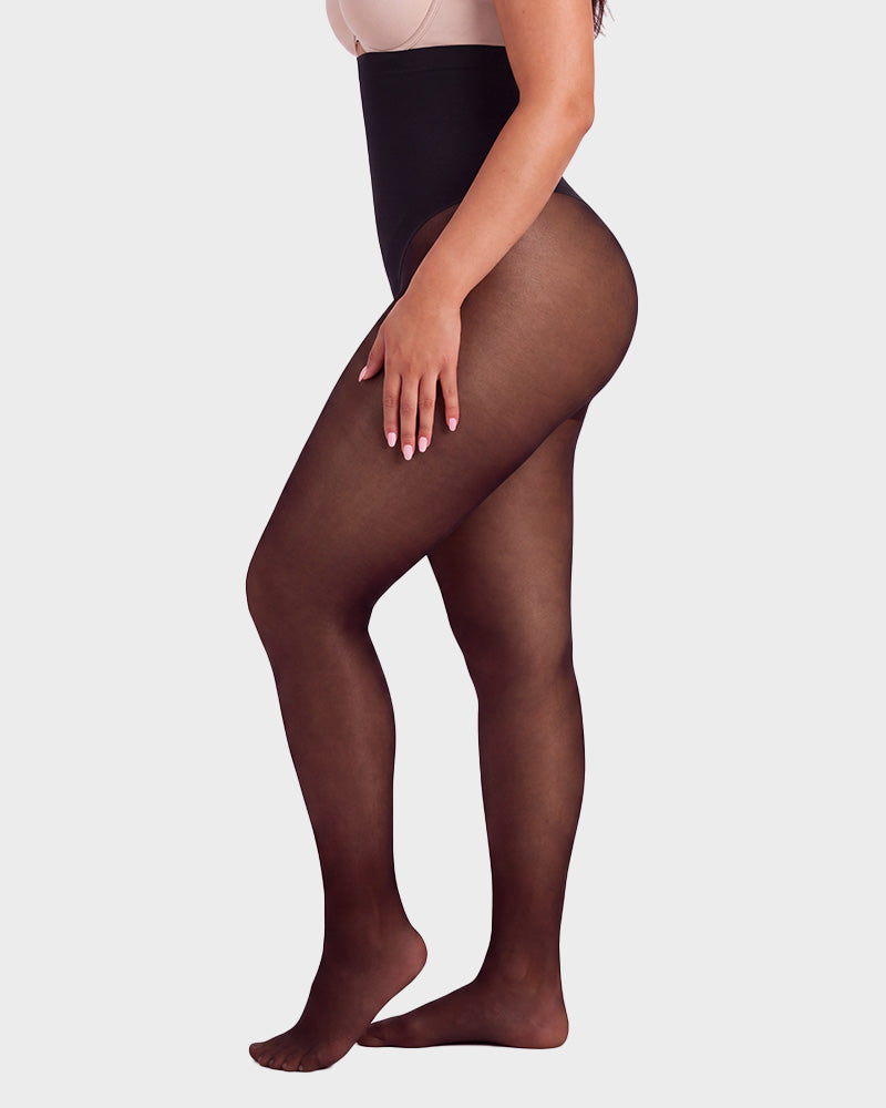 High-Waisted Floral Lace Shaping Tights