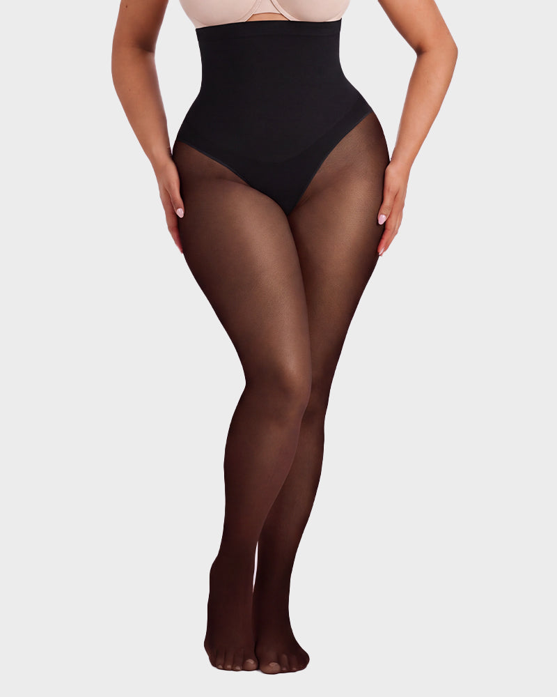 High-Waisted Floral Lace Shaping Tights