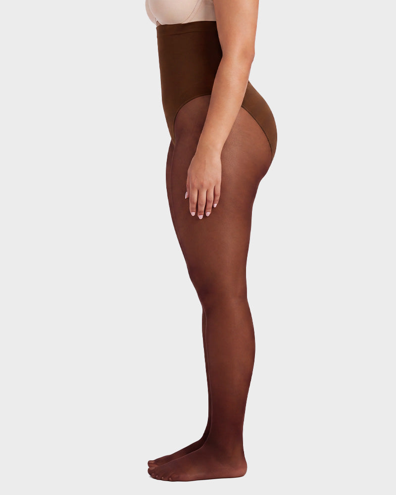 High-Waisted Floral Lace Shaping Tights