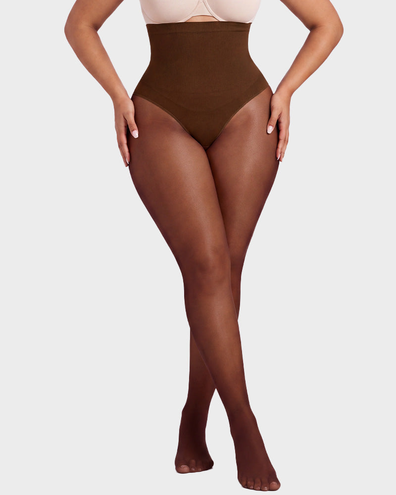 High-Waisted Floral Lace Sheer Tummy-Control Tights