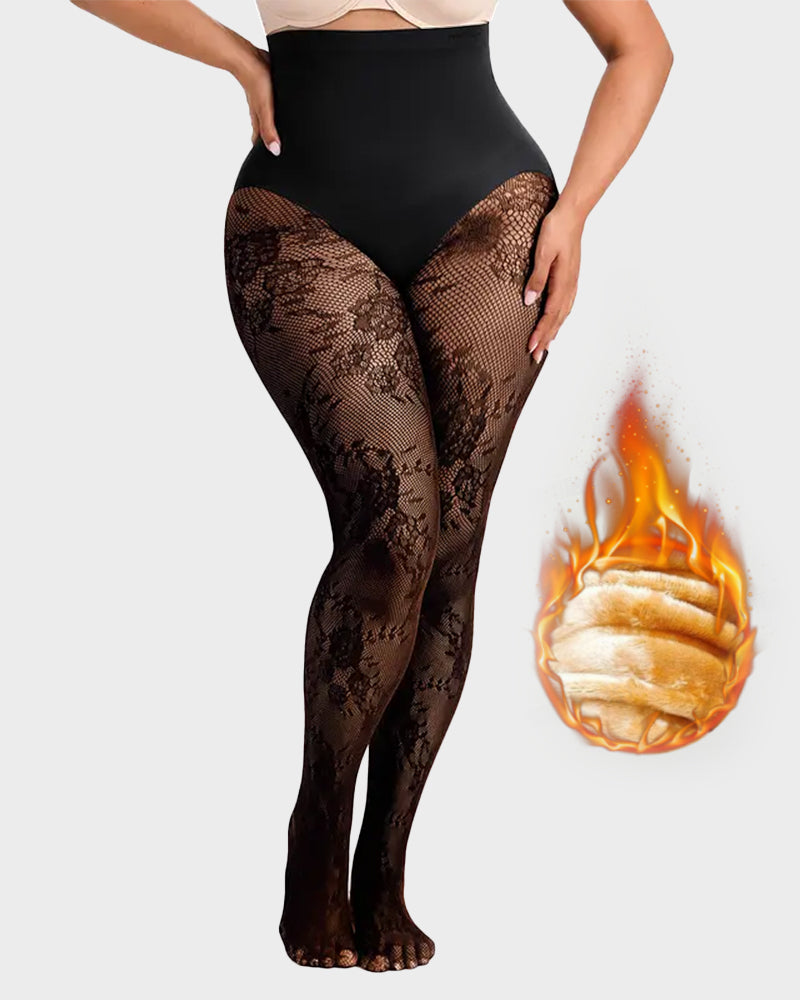 High-Waisted Floral Lace Sheer Tummy-Control Tights