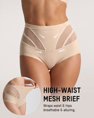 High-Waisted Mesh-Panel Full-Coverage Briefs (6-Pack)
