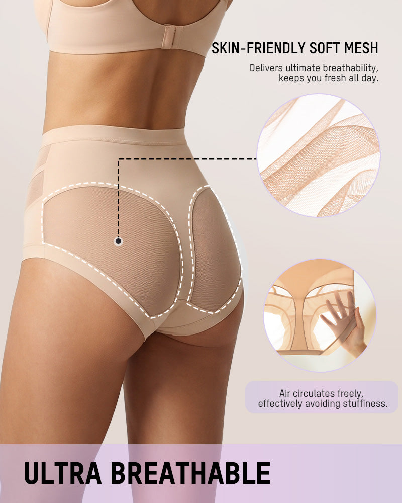 High-Waisted Mesh-Panel Full-Coverage Briefs (6-Pack)