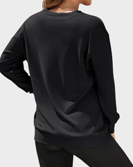 Hoodless Oversized Fleece V-Neck Sweatshirt Top