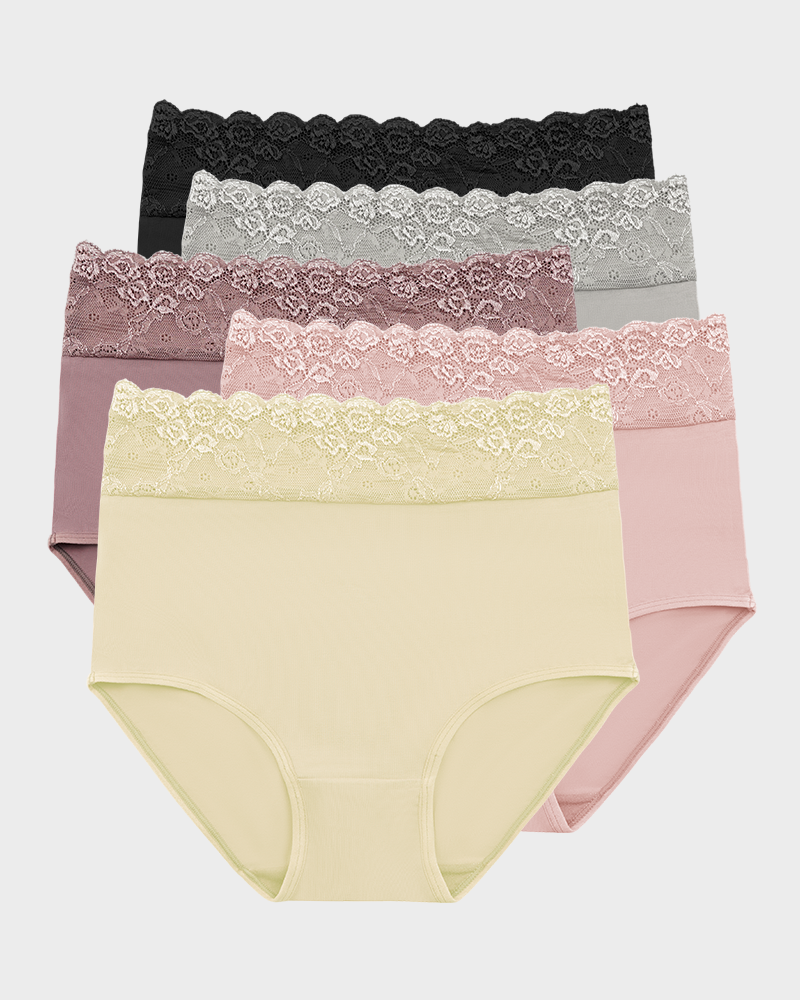 Lace Trim Cotton Hipster Panties