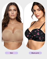 Lace Trim Molded Cup Underwire Bra with Removable Straps