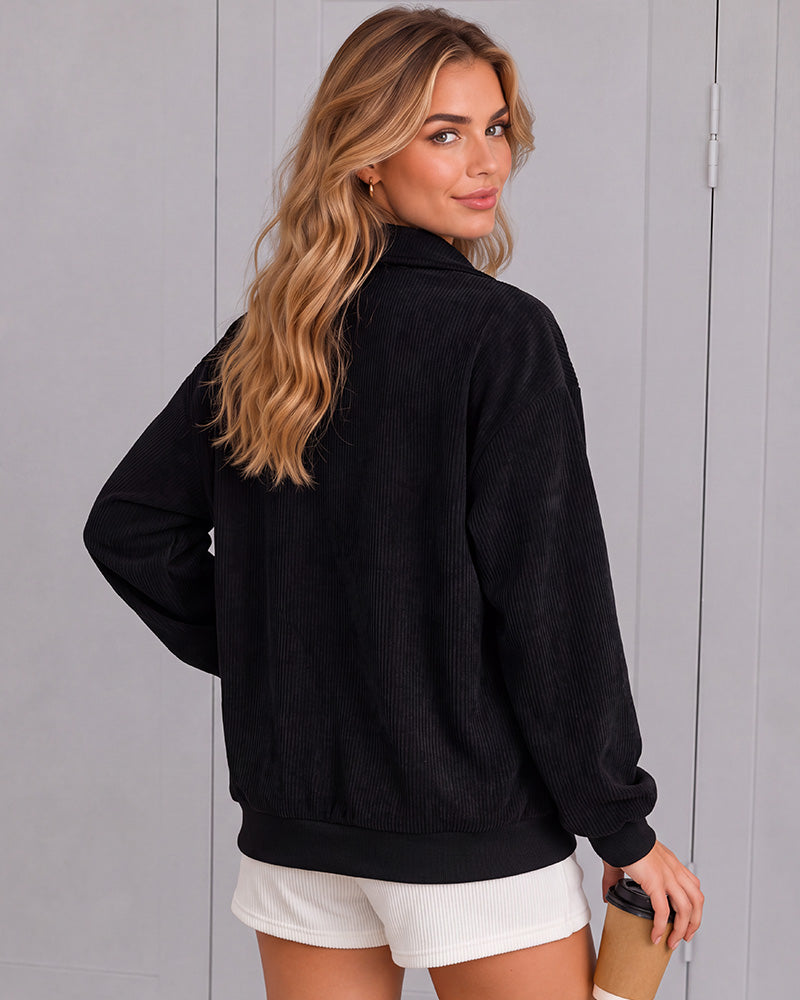 Leopard-Print Half-Zip Oversized Pullover