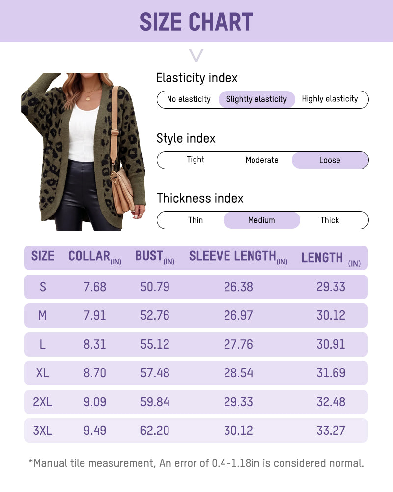 Leopard-Print Open-Front Knit Cardigan with Pockets