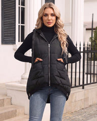 Lightweight Hooded Quilted Longline Vest