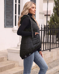 Lightweight Hooded Quilted Longline Vest