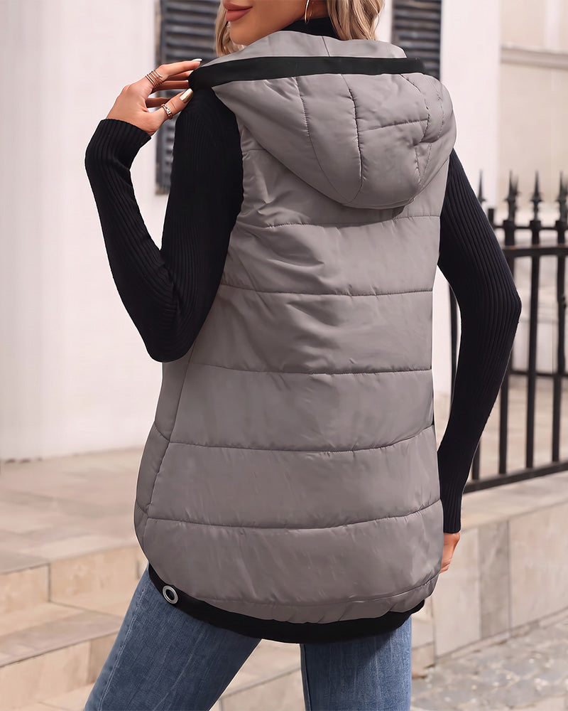 Lightweight Hooded Quilted Longline Vest
