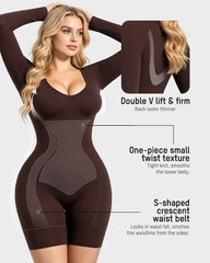 Long-Sleeve Seamless Sculpting Short Bodysuit