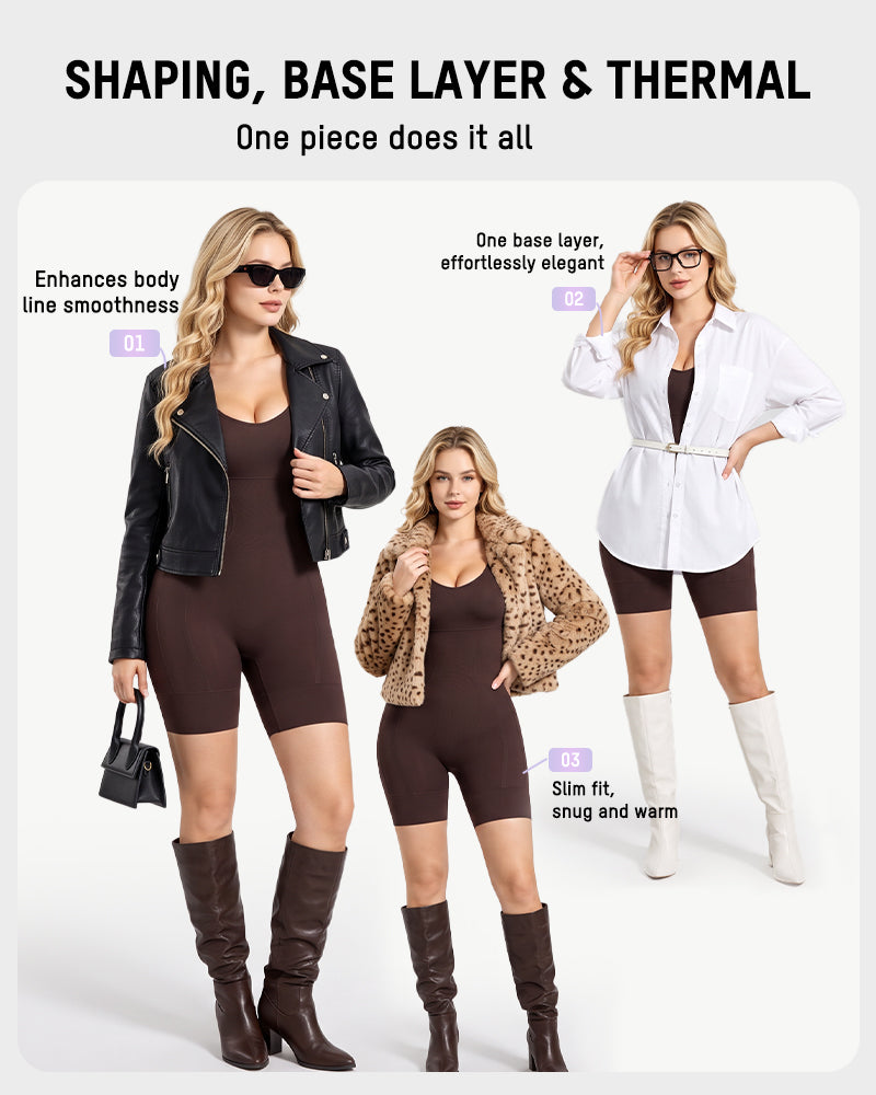 Long-Sleeve Seamless Sculpting Short Bodysuit