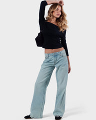 Low-Rise Baggy Jeans in Light Blue Wash