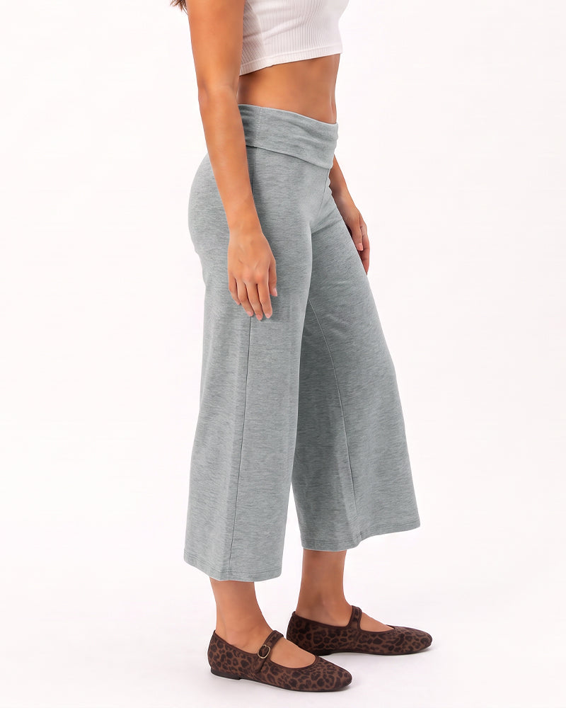 Low-Rise Foldover-Waist Gaucho Pants